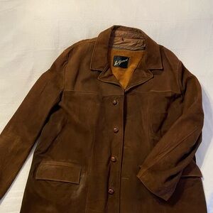 Le Girard Brown Men's suede leather Jacket with zip out liner- VINTAGE ~